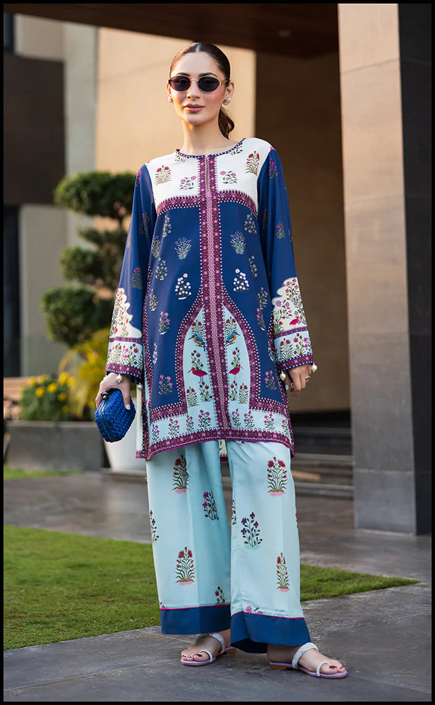 Co-ord set in deep sapphire and ivory