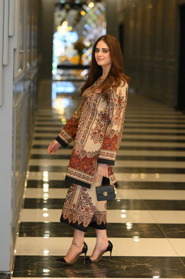 Skin Brown Vintage Digital Printed CO-ORD Set