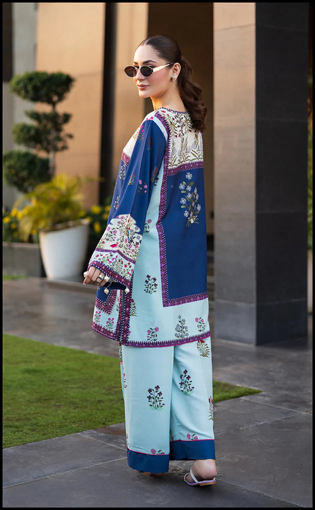 Co-ord set in deep sapphire and ivory