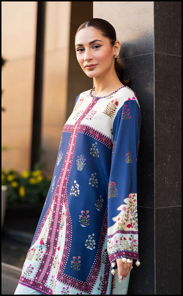 Co-ord set in deep sapphire and ivory