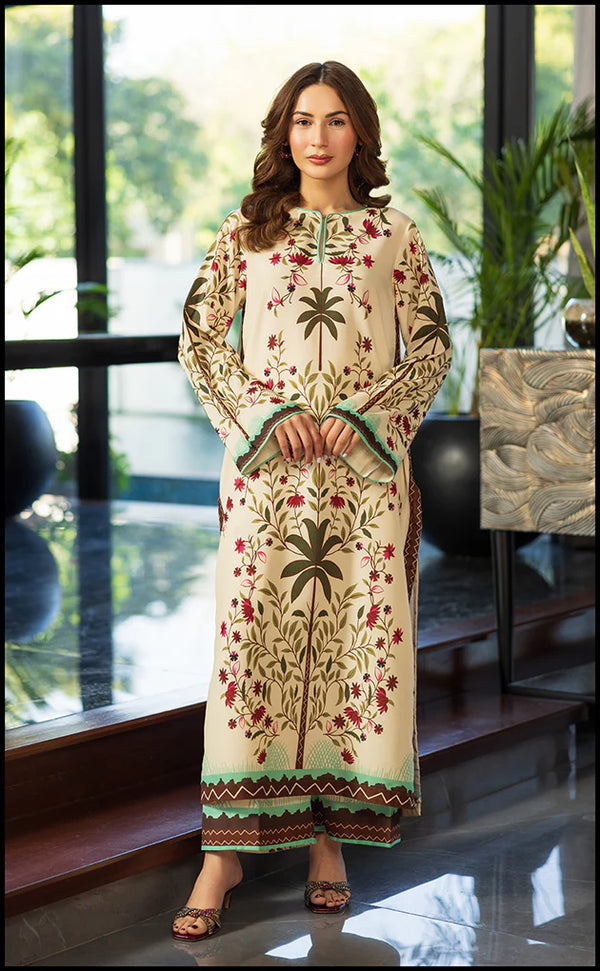 Shirt featuring lush palm tree and floral prints