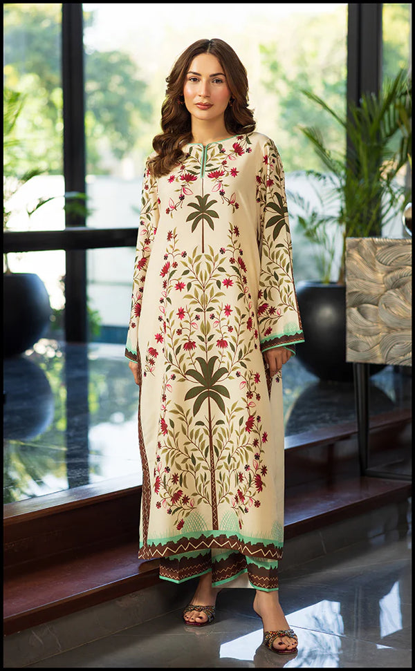 Shirt featuring lush palm tree and floral prints