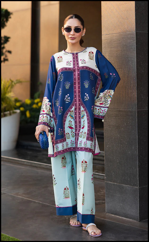 Co-ord set in deep sapphire and ivory